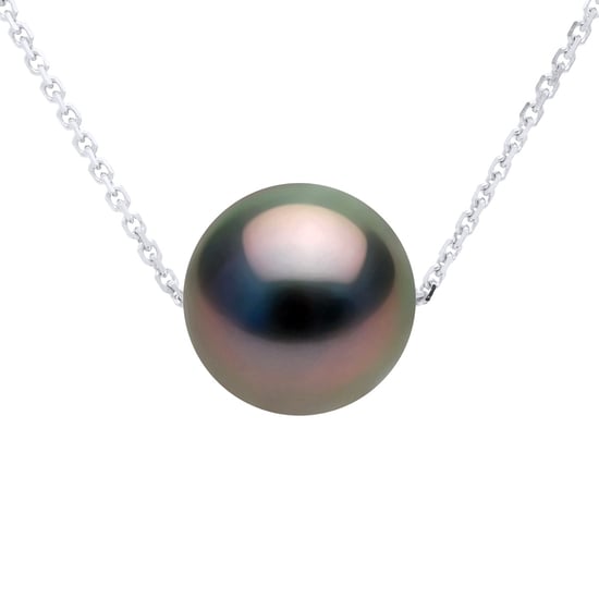 Necklace Real Cultured Tahiti Pearl PASSING THROUGH Round 8-9 mm