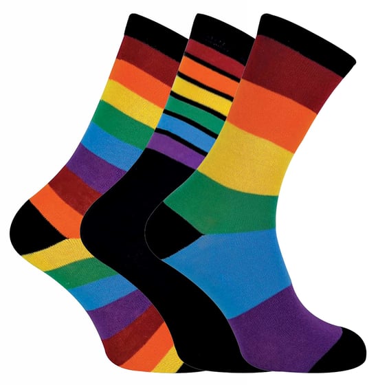 3 Paar Herren Damen hell gemusterte gestreifte Baumwolle Regenbogen Socken - Image 1
