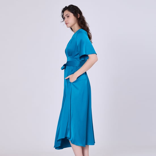 Multi pleats satin gown