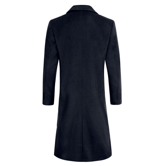 Herren Winter Wollmantel Knielang Slim Fit Umlegekragen Business M?ntel Blau - Image 3