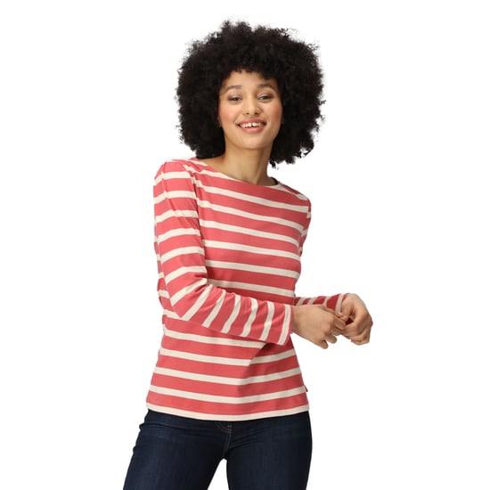 Regatta Womens/Ladies Federica Stripe Long-Sleeved T-Shirt (Mineral Red/Light Vanilla)