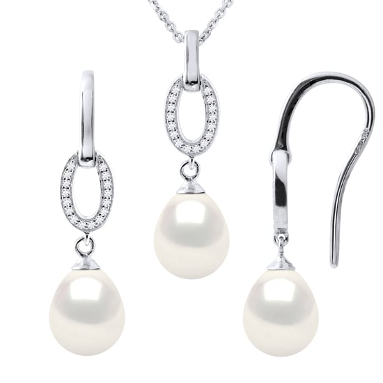 NORMANDY Adornment Necklace & Earrings Dangle Beads Sweet Water White 925