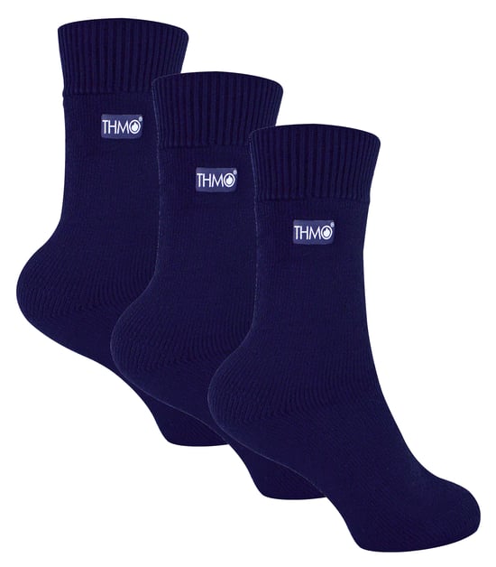 3 Paar Multipack Kinder Thermosocken | THMO | Gerippte weiche Top Fleece flauschige innere warme Socken für Jungen & Mädchen - Marine - Image 1