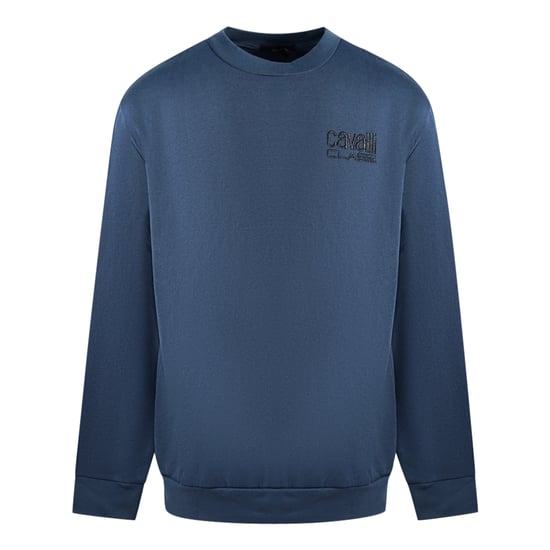 Cavalli Class Print-Logo Navy-Blauer Pullover - Image 1
