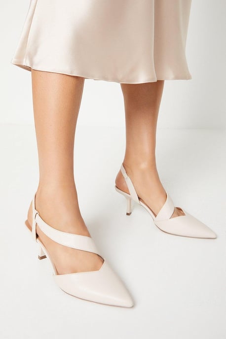 Evelyn Asymmetric Slingback Kitten Heel Court Shoes - Image 1