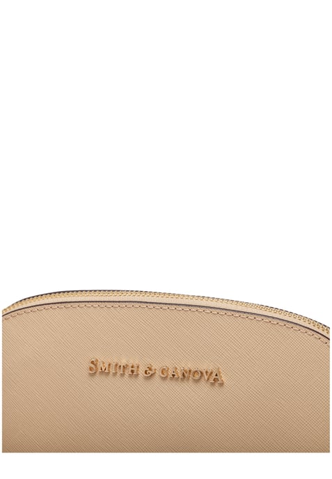 TWO-TONE LEATHER ZIP AROUND COSMETIC BAG