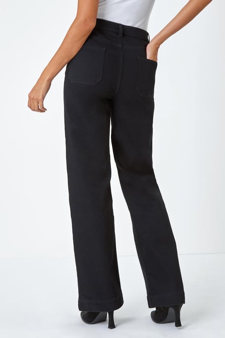 Cotton Blend Wide Leg Stretch Jeans - Image 4