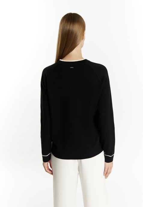 Dreimaster Strickpullover Damen Schwarz Wollweiss - Image 4