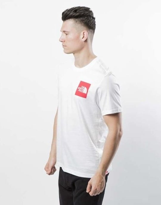 The North Face Herren Feines Kurzarm-T-Shirt Weiß/Rot - Image 4