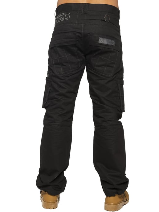 Enzo | Herren Combat Denim Jeans - Schwarz - Image 3
