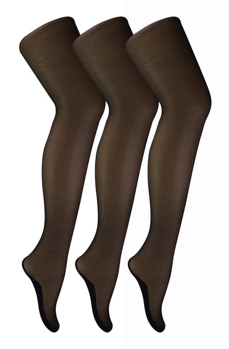 Sock Snob - Womens Vintage Seamed Tights | 3 Paar Multipack | 40 Denier Knee High Ultra Sheen Tights mit Line Up the Back - Black / Black - Image 1