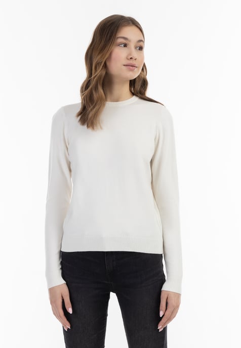Mymo Strickpullover Damen Wollweiß - Image 3