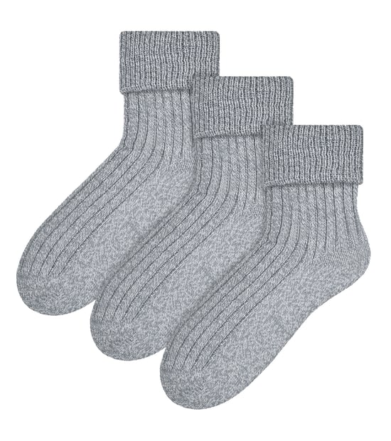 3 Paar Woll-Bettsocken für Damen | Steven | Luxuriöse warme Lounge-Schlafsocken in Hellgrau - Image 1