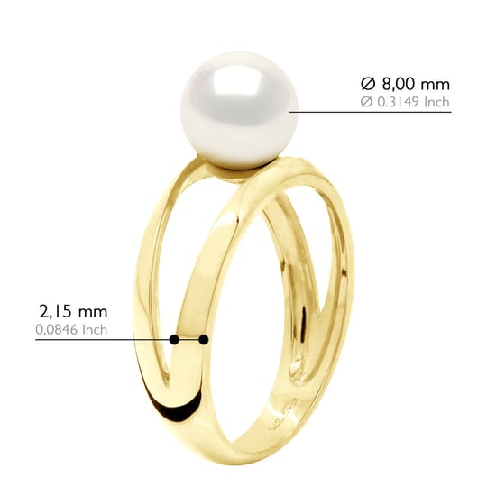 Ring – Gelbgold 375 – echte Süßwasser-Zuchtperle, rund 8–9 mm - Image 2