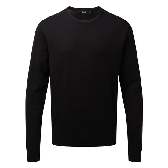 Premier Adults Unisex Cotton Rich Crew Neck Sweater (Schwarz) - Image 1