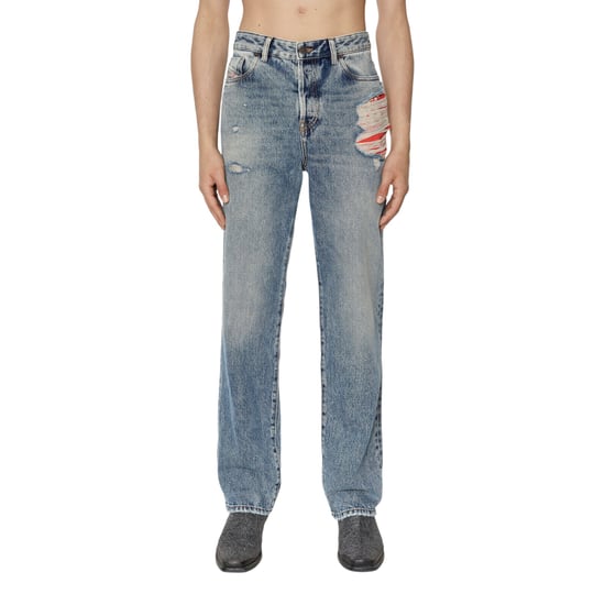 DIESEL Mens Denim Jeans Straight Leg Faded Ripped