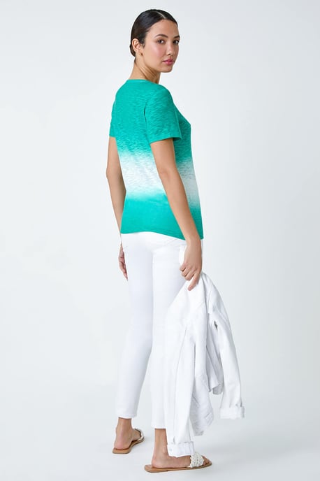 Ombre Burnout Print Stretch Jersey T-Shirt