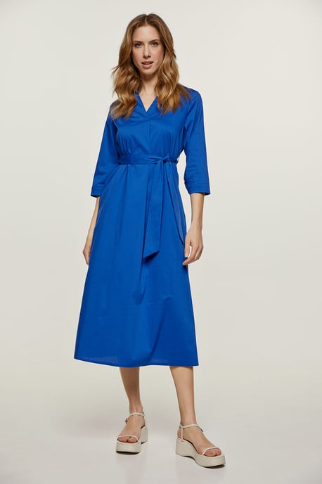 Königsblaues Midikleid mit Gürtel - Image 1