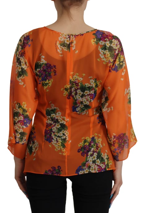 Dolce & Gabbana Orange Floral Print Langarmbluse für Damen - Image 2