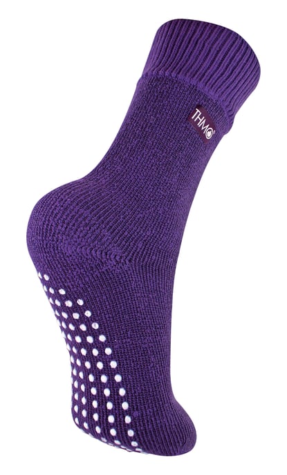 Kids Indoor Slipper Socken mit Greifern | THMO | Thick & Warm Comfort Loose Top Non Slip Thermal Socks - Lila - Image 1
