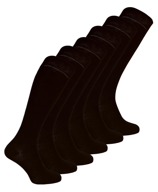 6 Paar Damen lange Bambus Socken | Damen Kniestrümpfe - Schwarz - Image 1