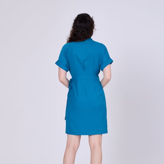 Wrap minimalist dress and italian collar