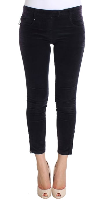 Costume National Women's Purple Cropped Corduroys Jeans