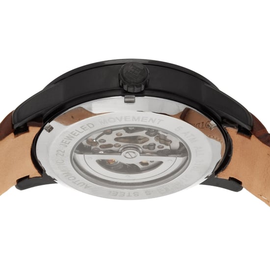 Heritor Automatic Davies Semi-Skeleton Leather-Band Watch