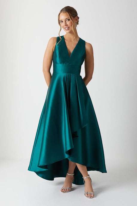 Plunge Waterfall Bridesmaids Maxi Dress