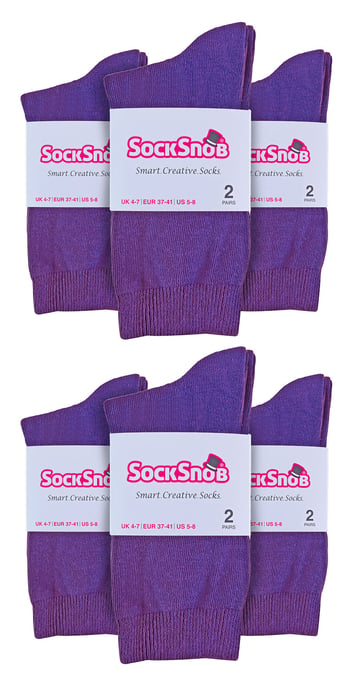 Sock Snob - 12 Paires Femme Chaussettes Coton Coloré | Chaussettes Unies - Violet - Image 2