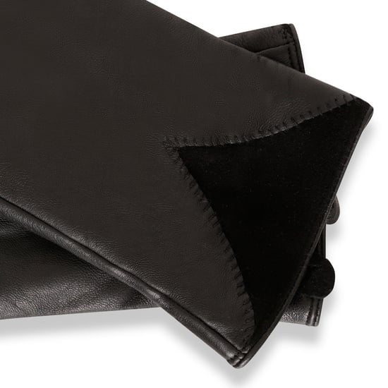 Barneys Originals Gift Boxed Black Leather Gloves with Suede Detail