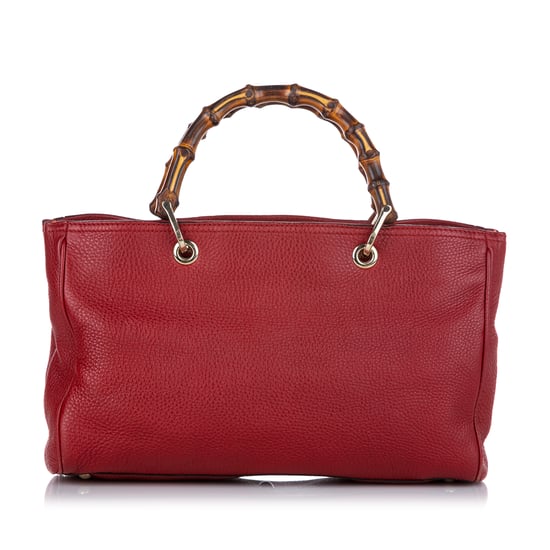 Vintage Gucci Bamboo Shopper Leather Satchel Red - Image 3