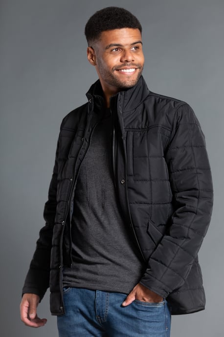 Black Lightly Padded Square Quilted Jacket