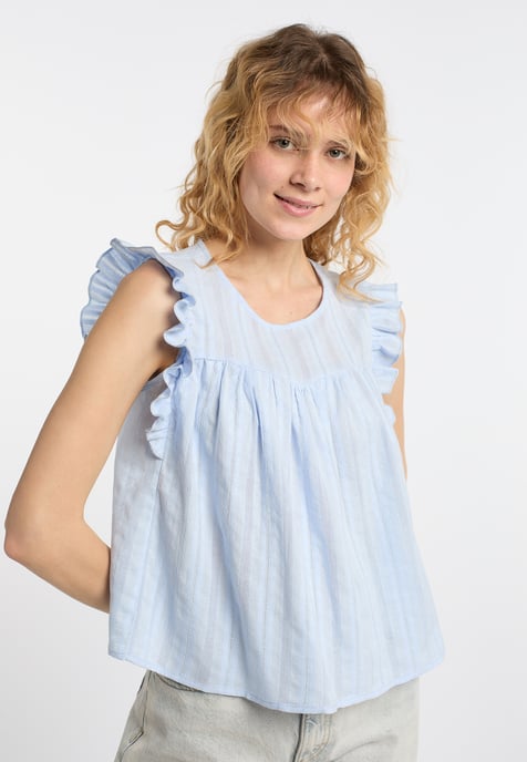 Dreimaster Bluse Damen Hellblau - Image 5