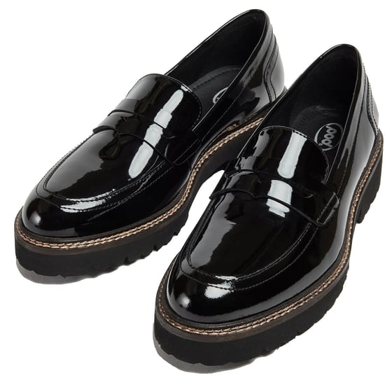 Pod Kenny Leder Damen Schwarz Lack Loafers - Image 6