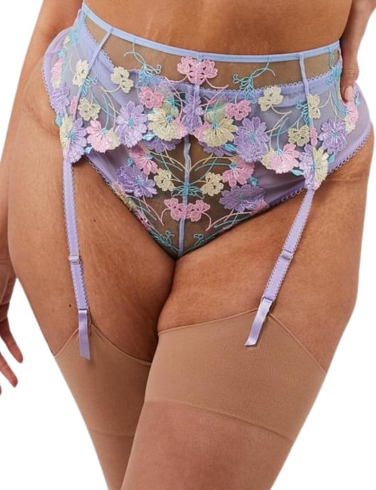 Playful Promises Luna Embroidery Picot Suspender Belt