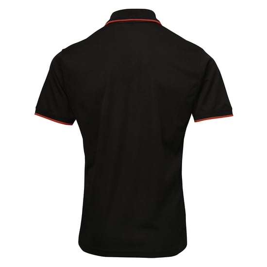 Premier Mens Contrast Coolchecker Polo Shirt (Schwarz/Rot) - Image 2