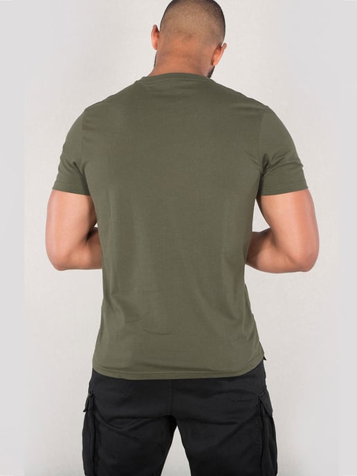 Alpha Industries Herren Basic T Kleinlogo in Oliv - Image 2