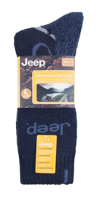JEEP - 4 Paar Herren Anti Blister dick gepolstert Luxus Boot Socken - Image 2