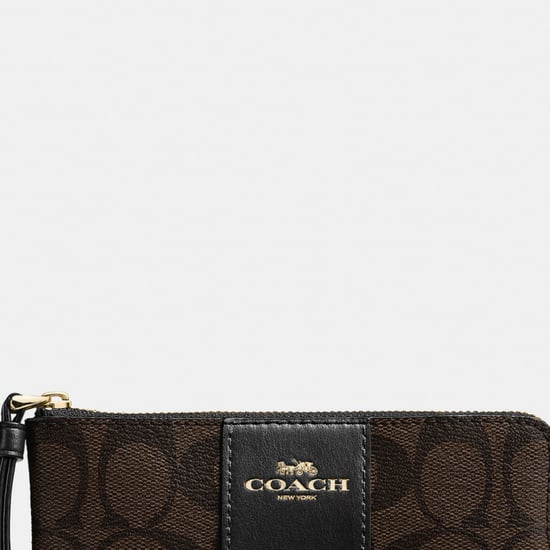 Signature PVC with Leather Stripe Corner Zip Bag