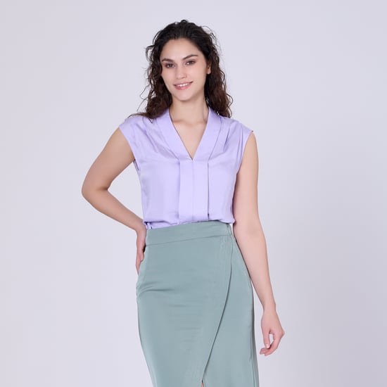 Ärmellose Bluse mit breitem, flachem Kragen - Image 4