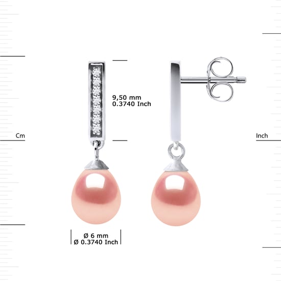 Earrings Dangle Freshwater Pearls 6-7mm Pears Roses Jewelry 925