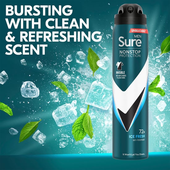 Sure Men Antiperspirant 72H Nonstop Protection Invisible Ice Advance Deo 250ml, 6 Pack