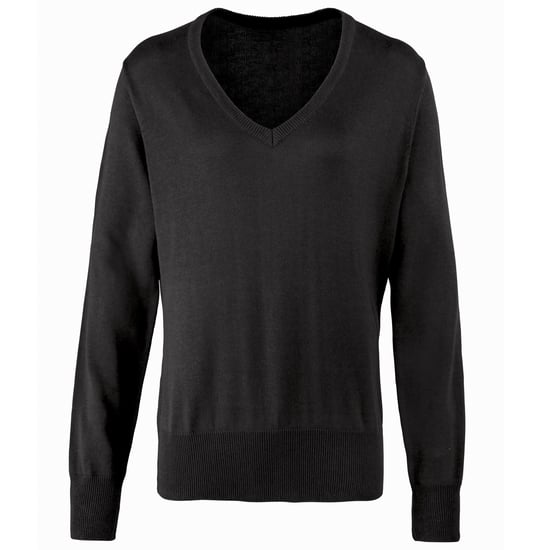 Premier Damen Strickpullover mit V-Ausschnitt (Schwarz) - Image 1