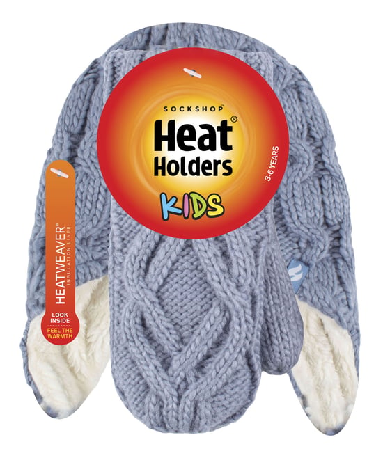 Wärmehalter - Mädchen Majestic Soft Cosy Kabel gestrickt Design Bobble Trapper Hut und Handschuhe Handschuhe Set - Dusty Blue - Image 2
