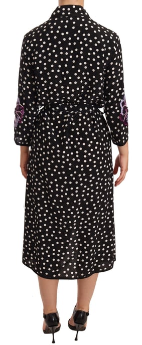 Dolce & Gabbana Damen Kleid mit schwarzen und weißen Kristall-Pailletten und floralen Motiven - Image 3