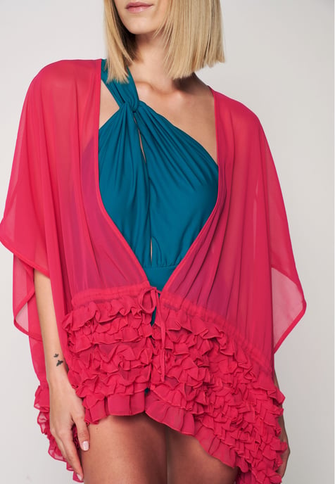Herita Kimono mit Rüschen - Fuchsia - Image 2