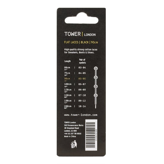 TOWER London Schwarz Flache Schnürsenkel (90cm) - Image 2