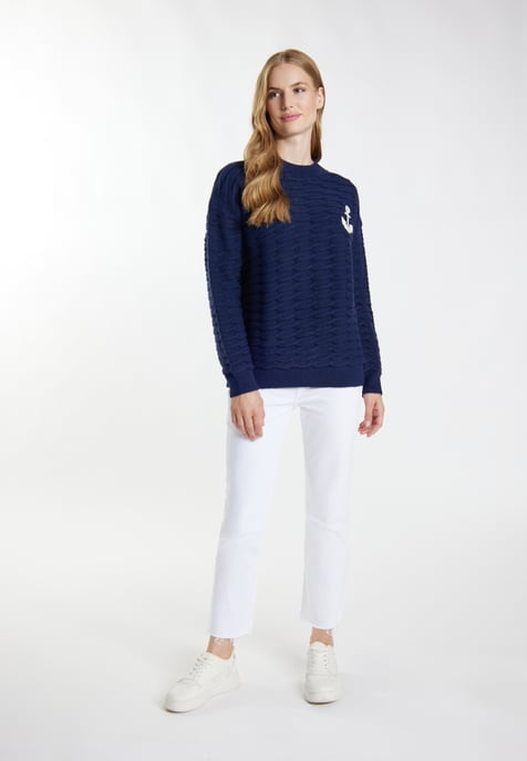 Dreimaster Strickpullover Damen Marine - Image 2