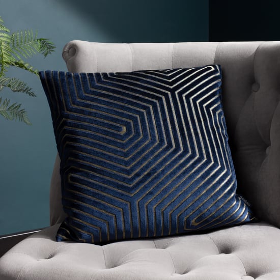 Paoletti Evoke Geometric Cut Velvet Cushion Cover